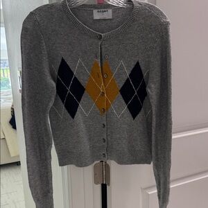 Old Navy Gray and Mustard Argyle Cardigan